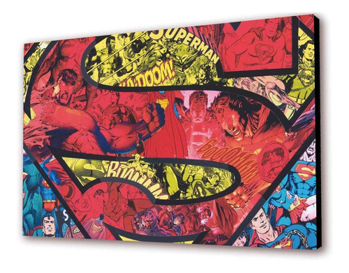 Cuadro 50x30cms Decorativo Superman Collage+envío Gratis