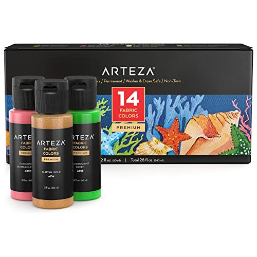 Pintura Tela, Set De 14 Botellas De 2 Fl Oz, Pintura Ac...