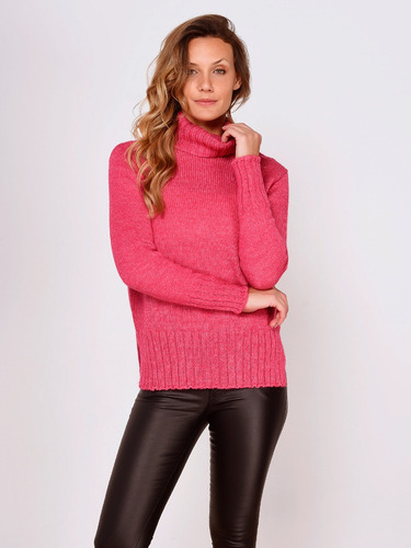Sweater Polera Clásica Tejida Para Mujer De Lana