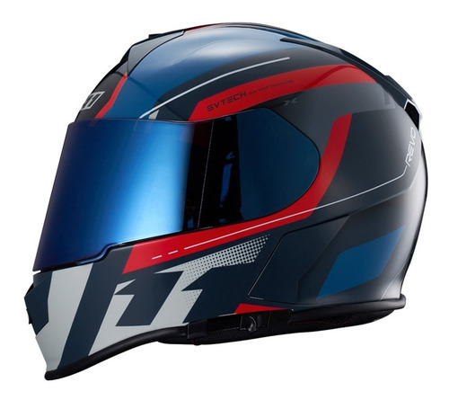 Capacete Moto X11 Revo Pro Eleven Viseira Extra Motoqueiro Cor Vermelho/Azul Tamanho M - 58Cm