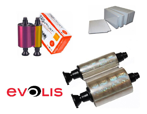 Kit Cintas Evolis R3011 Color  Holograma Y  300 Pvc Pebble