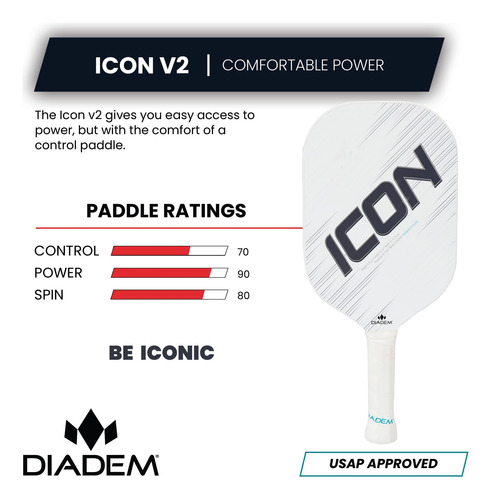 Diadem Icon V2 Pickleball Paddle | Aprobado Por Usapa | Pale