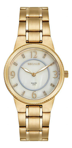 Relógio Seculus Feminino 44138lpsvda1 Casual Dourado
