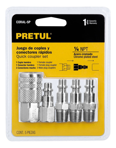 Kit Cople Conectores Para Compresor 1/4´ Conector 5pz 27021