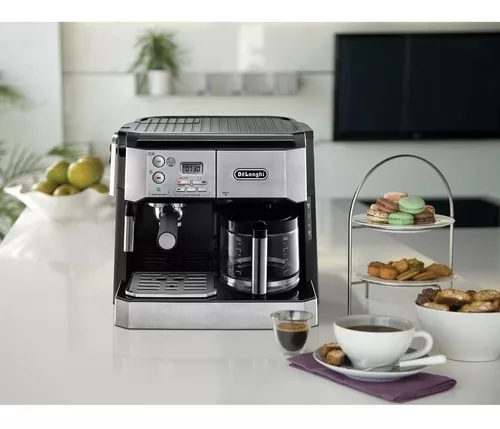 DeLonghi BCO430 máquina de café espresso y cafetera de filtro por 10 tazas  con espumador de leche, color plateado y negro