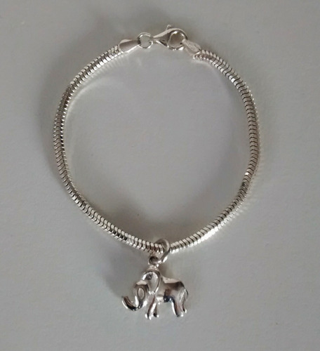 Pulsera De Plata 925 Con Dije De Plata 925 Elefante.