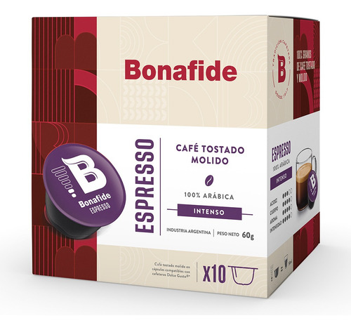 Caja X10 Capsulas Cafe Bonafide Espresso Para Dolce Gusto