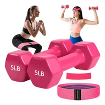 Comprar Par Mancuernas 10lb 4kg Rosa Ejercicio Kit Fitness Yoga Gym