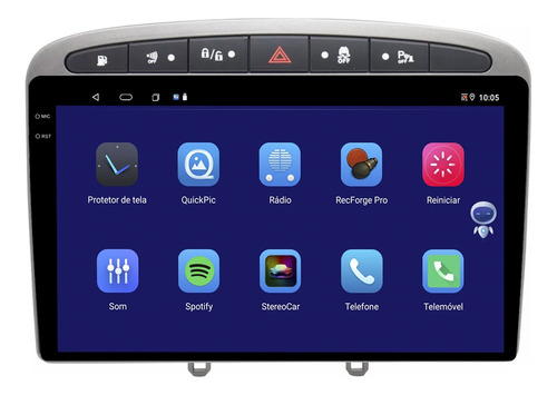 Multimidia Peugeot 308 9p Octacore Android Carplay 6gb 128gb