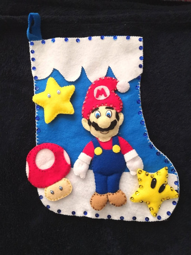 Bota Navideña De Mario Bros, Accesorio Decoración Navidad