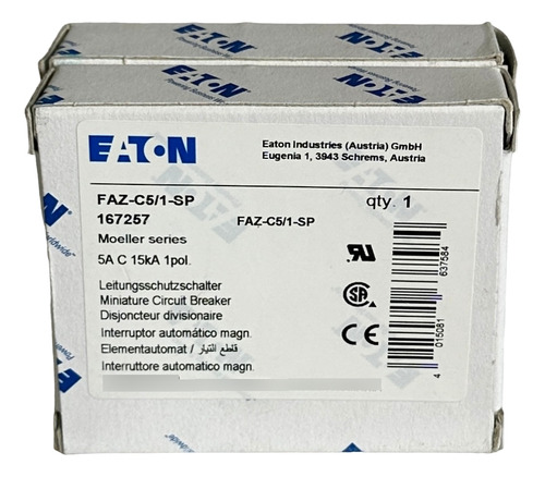 2 New Eaton Faz-c5/1-sp / 167257 Moeller Series 5a Circu Bbz
