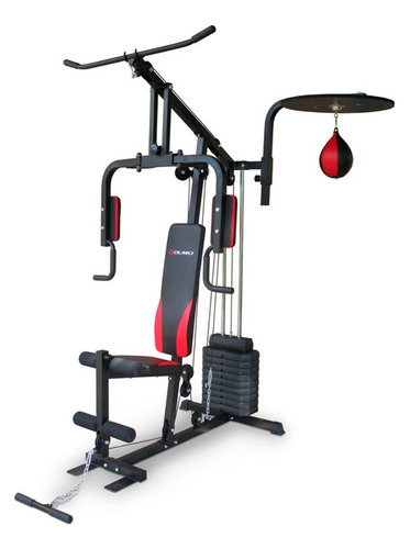 Multigimnasio Olmo Multigym + Box Fit 90+ Color De La Estructura Negro/rojo Color Del Tapizado Negro