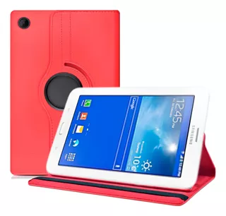 Capa Giratória Compatível C/ Galaxy Tab A3 Lite 7.0 Vermelho