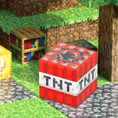 Lámpara Minecraft Tnt Decorativo Recargable Led Luz Nocturna