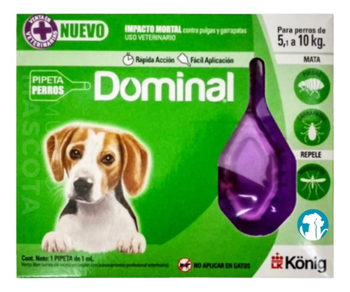 Pipeta Antipulgas Dominal Para Perros De Entre 5 Y 10 Kg