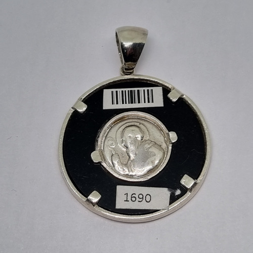 Imagen 3 de 7 de Dije Plata Y Oro San Benito Con Onix