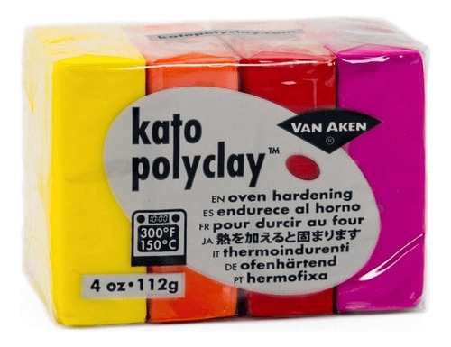 Set 4 Arcilla Polimérica Van Aken Kato Polyclay 112 G Color Cálidos (warm)