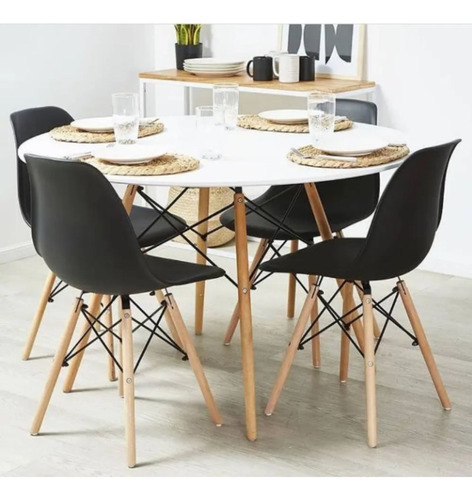 Comedor Redondo Eames 80 Cm 4 Sillas 