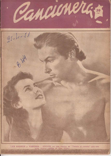 1951 Lex Barker Como Tarzan En Cubierta Revista Uruguay Raro