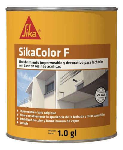 Sikacolor F Blanco Pintura Acrílica Impermeable X 1 Gal.