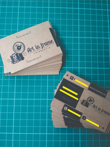 Tarjetas Personales X100u Papel Kraft Tinta Negra Doble Faz