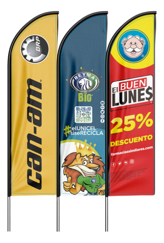 Bandera Publicitaria Personalizada 2*50 X *60 Con Base 