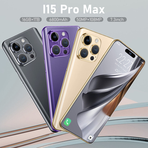 Teléfono Android I15pro Max 4g Pantalla Grande De 7,3 Pulgad