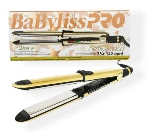 Plancha Babyliss Pro Nano Titanium Optima 3000 Dorada Voltaje 110v/220v Color Dorado