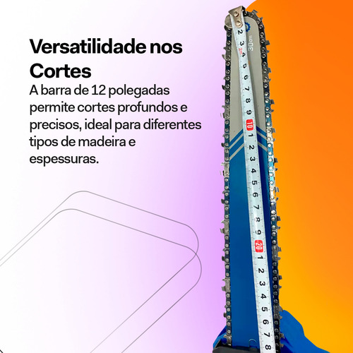 Kit Motosserra Elétrica Portátil Recarregável Com 2 Baterias 48v Brushless 12 polegadas 1200w Bivolt 110/220v + Maleta E Acessórios Exbom
