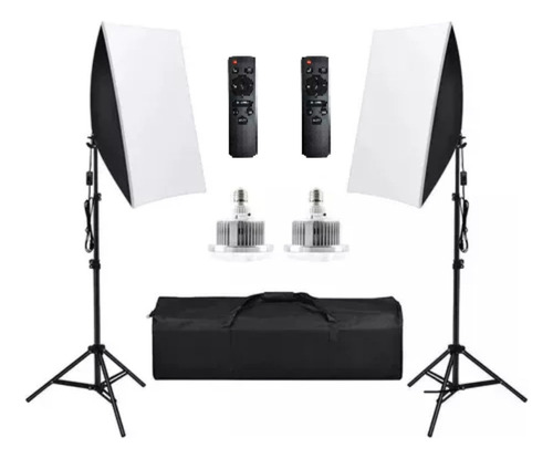 Kit 2 Iluminação Led Profissional Softbox + Tripé + Controle