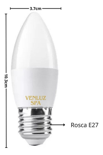 Pack 10 Ampolletas Tipo Vela E27 7w