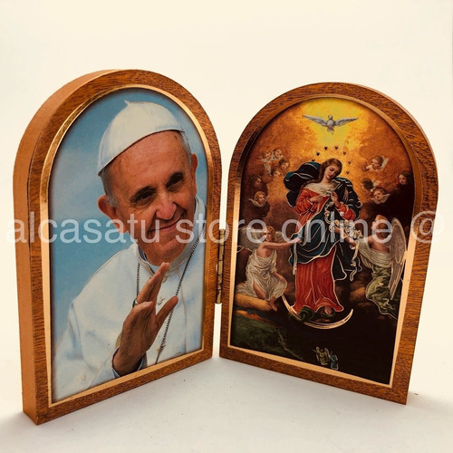 Cuadro Papa Francisco Y Virgen Desatanudos (made In Italy)