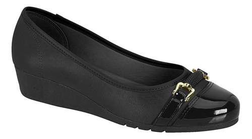 Sapato Feminino Fechado Verniz Moleca Anabela 5156.775 Napa