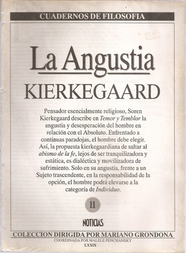 Cuadernos Filosofia Nº 11 Noticias - La Angustia Kierkegaard