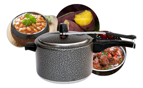 Panela De Pressão 7l Com Trava Cozinha Segura E Moderna Cor Panela De Pressão Craqueada Preta