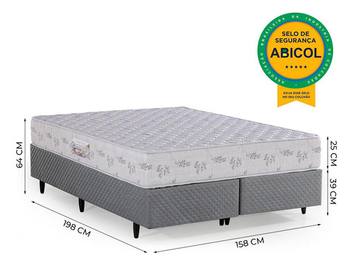Cama Box Queen Size Herval Cannes, Espuma D33, 64x158x198 Cm