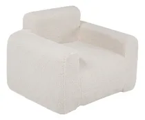 Comprar Puff Sillón Individual Tipo Sherpa Con Apoyabrazos Beige