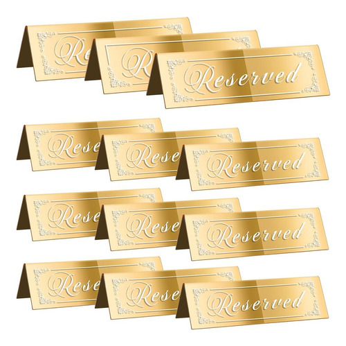 12 Placas De Mesa Reservadas, Placas De Ouro Reservadas Para