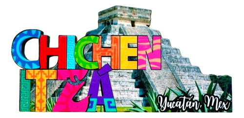 Chichen-itzá Imán Refrigerador Recuerdos Souvenir Letras Mex