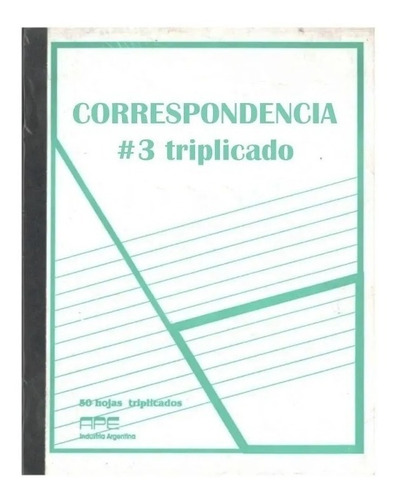 Imagen 4 de 4 de Ape Correspondencia Nº 3 Triplicado 50 hojas rayadas unidad x 1 28cm x 22cm