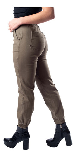 Pantalón Stretch Jogger Engomado De Cintura De Gabardina