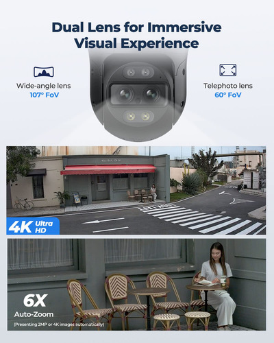 Reolink Sistema De Cámara De Seguridad Ptz 4k Cámara Ip Poe