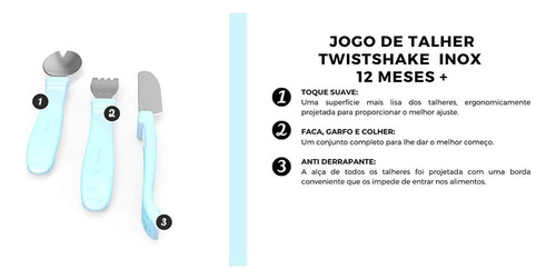 Twistshake Aprender Mangos De Acero Inoxidable 12 M Verde