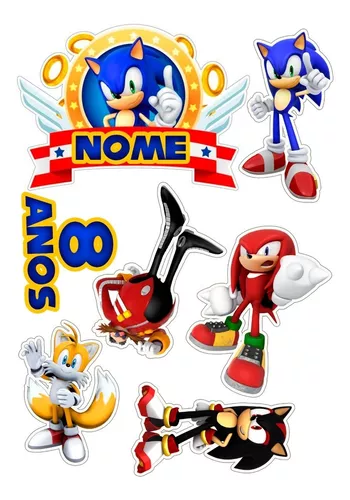 Topo de Bolo para Imprimir SONIC