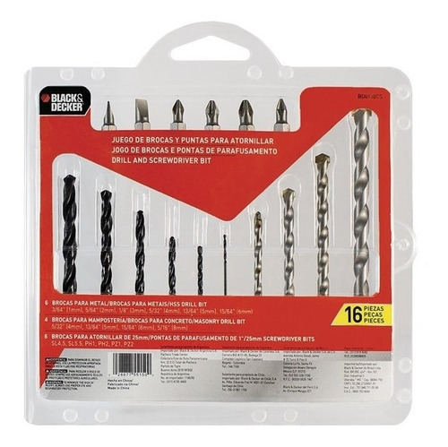 Jogo De Brocas E Pontas 16 Peças Bd0130cs Black + Decker