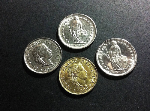 4 Monedas De Suiza Colección 1958-1969-1974-1999