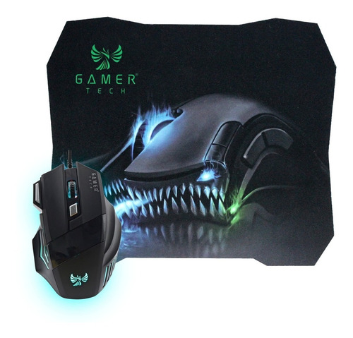 Imagen 2 de 4 de Combo Gamer Tech Mouse Y Pad Mouse Código 10954