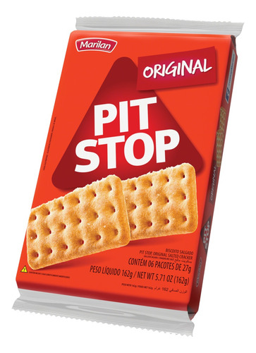 Pack Biscoito Original Marilan Pit Stop Pacote 162g 6 Unidades