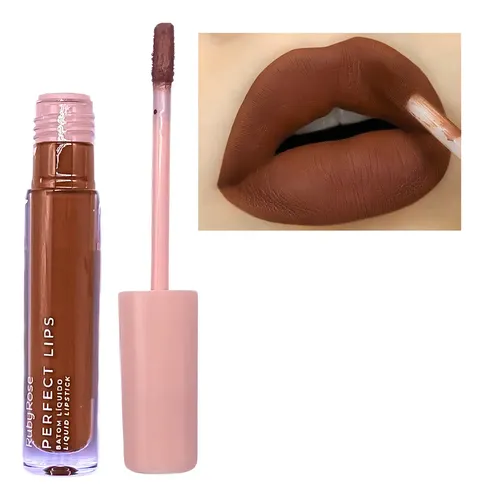 Batom Líquido Ruby Rose Perfect Lips Alta Cobertura Efeito Matte Secagem Rápido Toque Suave Cor Flawless