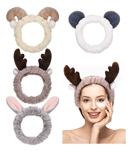 4 Diademas De Maquillaje De Spa De Orejas De Animales Bonita